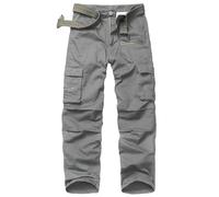 VATINNT Men's Cotton Cargo Trousers Outdoor Hiking Trousers Straight Fit Combat Trousers Casual Work Pants with 8 Pockets No Belt 8612 Army Green 34