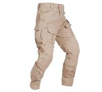 VATINNT Men's Hiking Trousers Waterproof Cargo Trousers Outdoor Tactical Combat Army Work Pants with Multi Pocket G4WF Khaki 34