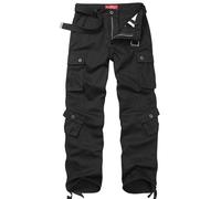 VATINNT Work Trousers Men's Ripstop Cargo Trousers Casual Tactical Camo Cargo Pants with 8 Pockets 3357 Black 40