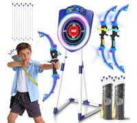 VATOS 2 Pack LED Bow and Arrow for Kids with Auto Scoring, Light Up Archery Set with 10 Suction Cup Arrows, 2 Quivers, LED Archery Target, Indoor Outdoor Backyard Toy Gift for Girls Ages 5-12