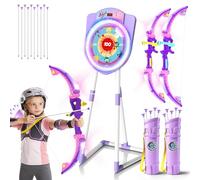 VATOS 2 Pack LED Bow and Arrow for Kids with Auto Scoring, Light Up Archery Set with 10 Suction Cup Arrows, 2 Quivers, LED Archery Target, Indoor Outdoor Backyard Toy Gift for for Girls Ages 5-12