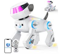 VATOS Bluetooth Robot Dog for Kids,Programmable Smart Robotic Dog with Multi-Color LED Eyes,Singing Dancing Rechargeable Remote Control Robot Dog Toy,Interactive Gift for Boys & Girls Ages 3-8 White