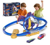 VATOS Dragon Slot Track Cars Set Toys - Racing Car Toy with Light & Spray, 4-7 Years Old Boy Girls Toys, Activity Indoor Kids Track Race Car Gifts
