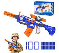 VATOS Electric Foam Blaster Toy Gun with 100 Pcs Darts, 7 DIY Automatic Machine Sniper Rifle Type with Scope, 30-50 FT Range Shotgun Shooting Games for Boys, Girls, Children 6-12 Years and Adults