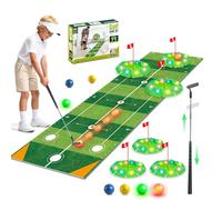 VATOS Kids Golf Toy Set - Light Up Golf Game with 6.5ft Putting Mat, Golf Putter, 3 Holes, 4 Balls (2 Glow Balls), Indoor Outdoor Yard Family Glofer Game, Birthday Gifts for Boys Girls Ages 3-8