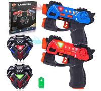 VATOS Laser Tag Guns Set,Infrared Mini Laser Tag for Kids with Badges 2 Pack,Laser Tag Game 2 Players Indoor Outdoor,Laser Tag Blaster,Group Activity Fun Toy for Kids Age 4 5 6 7 Boys Girls