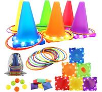 VATOS Light Up Bean Bag Toss Garden Game Toys for Kids - 3 In 1 Ball & Ring & Bean Bag Toss Game Play Set, Multiple Throwing Target Models, Outdoor Garden Carnival Party Games Toys for Kids Adults