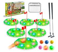 VATOS Light up Golf Putting Game Set - Glow Golf Toy with 6 LED Holes, 6 Balls (2 Glow), Extendable Putter, Build Your Own Course at Home Indoor Outdoor Yard Office Golfs Gifts for Kids Adults Golfer