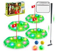 VATOS Light up Golf Putting Game Set - Glow Mini Golf Toy with 4 LED Holes, 4 Balls(2 Glow), Extendable Putter,Build Your Own Course at Home Indoor Outdoor Family Fun Golf Gifts for Kids Adults Golfer