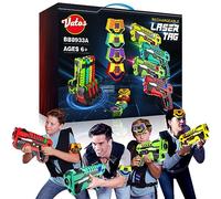 VATOS Rechargeable Laser Tag Game for Kids - Laser Guns 4 Player Pack with Receivers, 2.4 GHz Data SYNC Display Infrared Lazer Blaster, Group Activity Fun Toy for Boy Girl Aged 6-12+ Teen Adults