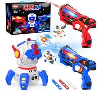 VATOS Rechargeable Laser Tag Set, 2-Player Infrared Laser Tag Guns & Interactive Projection with LED Score Display & 3 Target Cards, Indoor/Outdoor Laser Game Toys for Kids, Teens & Family