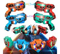 VATOS Rechargeable Laser Tag Set of 4 Players - Real-time Data SYNC Infrared Laser Tag Sets, Multi Player Lazer Tag Shooting Game for Kid Teen Age 6-12 year old Indoor & Outdoor Play
