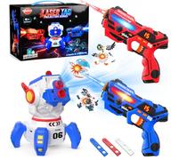VATOS Rechargeable Laser Tag Set with Projector & Digital LED Score Display, Infrared Blasters with Sound & Vibration Feedback, Family Battle Game, Indoor/Outdoor Toy Gift for Kids & Teens Ages 6+