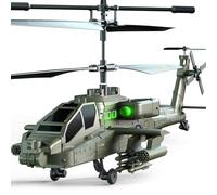 VATOS Remote Control Helicopter, 2.4GHz Helicopter with 2 Batteries & LED Light with One-key Takeoff & Altitude Hold, Military Series Indoor RC Helicopters Toys Gift for Boys Adult Beginners aged 14+