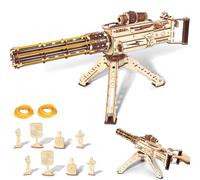 VATOS Wooden Puzzles for Adults, 3D Wooden Puzzle Machine Gun Model with Rubber Bands, 344pcs Wood Puzzles DIY Building Toy Kits - Excellent for Men, Teens, and Craft Enthusiasts (Ages 14+)