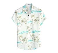 VATPAVE Mens 100% Cotton Hawaiian Floral Shirts Button Down Short Sleeve Beach Shirts Summer Casual Aloha Shirts 3X-Large White Funky Shirts