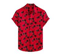 VATPAVE Mens 100% Cotton Hawaiian Flower Shirts Button Down Short Sleeve Beach Shirts Summer Casual Aloha Shirts X-Large Red Coconut Button up