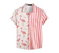 VATPAVE Mens Flamingo Hawaiian Shirts Casual Floral Short Sleeve Button Down Shirt Summer Shirts X-Large Pink Flamingo Tropical