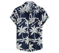 VATPAVE Mens Hawaiian Flower Shirts - 100% Cotton, Button Down, Short Sleeve, Summer Casual, Aloha Shirts - 3X-Large, Coconut Boat, Funky