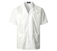 VATPAVE Mens Short Sleeve Button Down Cuban Guayabera Summer Shirts Paisley 3X-Large