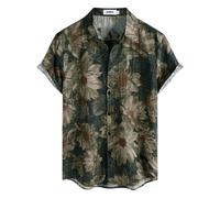 VATPAVE Mens Summer Tropical Shirts Short Sleeve Button Down Aloha Hawaiian Shirts 3X-Large Blackgreen White