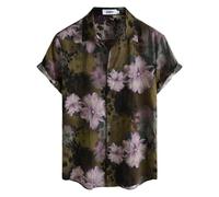 VATPAVE Mens Summer Tropical Shirts Short Sleeve Button Down Aloha Hawaiian Shirts Small BrownPink