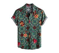 VATPAVE Mens Summer Tropical Shirts Short Sleeve Button Down Aloha Hawaiian Shirts X-Large Green