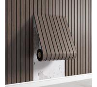 Vatpulk Thick Faux Wood Slat Wallpaper - 3D Peel & Stick -3mm Thick Waterproof PVC Vinyl, Realistic Wood Grain - Easy DIY for Walls/Furniture (Dark Brown, 40 * 300cm)