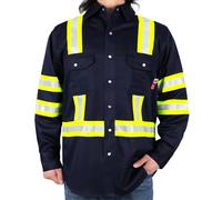 VATRENUS FR Shirt for Men 7.5oz High Visibility Pearl Snaps Work Shirt CAT2, Navy, XL