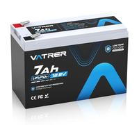 VATRER POWER LiFePO4 Battery 12V 7Ah 5000+ Cycles, Rechargeable Lithium Battery with 7A Lithium Battery BMS Deep Cycle, Perfect for Solar Power Systems, Kids Scooters,