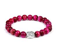 Vatslacreations 8MM Pink Tiger Eye Stretch Bracelet/Magenta Tiger Eye Bracelet/Protection Will Power/Healing Crystal Bracelet/Yoga Bracelet/Pink Beaded Bracelet