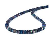 Vatslacreations Black Ethiopian Opal Necklace With 925 Sterling Silver - October Birthstone Beaded Necklace For Women (Black Opal)