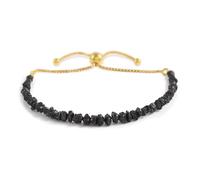 Vatslacreations "Captivating Handmade Black Diamond Bracelet with Raw Rough Nuggets Jewelry - 925 Silver Gold-Plated Adjustable Bracelet for Distinctive Elegance