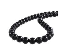 Vatslacreations Genuine Black Tourmaline Necklace - Smooth Round 18" Beaded Chain Jewelry Gift - Unisex Gemstone Necklace for Balance and Wellness