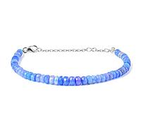 Vatslacreations - Natural Multi Gemstone Ethiopian Opal Bead Bracelet Semi Precious Multi Fire Beaded Handmade Jewelry For Women Girls (22 CM) (Faceted Blue Opal)