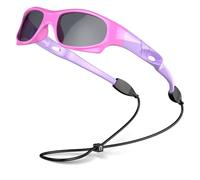 VATTER Kids Sunglasses for Boys and Girls 3-12 Years, UV Protection Polarized Goggles, Holiday Essentials with Durable Frame for Outdoor Activities UK 816 pink purple (gray lens)