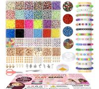 Vatzon Clay Beads - 6380 Pcs Clay Beads Bracelet Making Kit Includes Everything That You Need for Making Your Friendship Bracelet