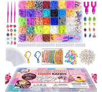 Vatzon Loom Band Kit - Loom Bands Starter Kit Include 3100+ Rubber Bands with 30 Unique Color Friendship Bracelet Making Kit Contain Everything for Fun