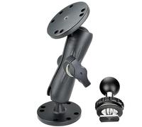 VAUBORTTI Aluminum Ball Mount for Garmin Striker 4,Double AMPS Round Plates,1" Ball Fit for RAM Kit,Drill Base for Fish Finder,GPS Chartplotter Holder, T-Bolt Track Mount for Kayak Boat Marine