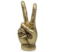 Vaudagio Golden Peace Sign Decor - Modern Victory Hand Sculpture in Gold - Peace Hand Statue Made of Resin for Office Desk & Living Room - Finger Figurine as Peace Symbol Gesture Decorations for Home