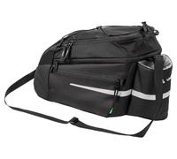 Vaude Silkroad L I-Rack Packing Organiser, 27 cm, Black | Saddle bag with expansion bellows, lid compartment, two side compartments, luggage spider, flashing light holder and strap