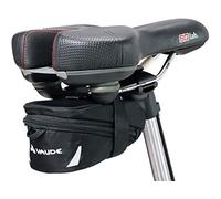 Vaude Tube Bag Saddlebag - Black, Medium | Compact saddle bag with inner pocket, fastening, reflective element and flashing light holder made from recycled polyester