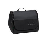 Vaude WegaWash Toiletry Bag in Black, Cosmetic Bag with Integrated Mirror, Toothbrush Holder and Hanging Hook, Padded Toiletry Bag with Sophisticated Interior Compartments
