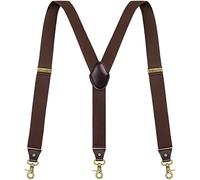 Vauhse Suspenders for Men, Adjustable Suspenders Gold Clip with Elastic Straps Y-Back Construction Heavy Duty for Work, Gold-bn, L