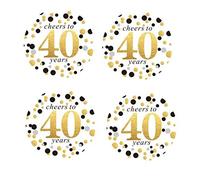 vaujory 2" Round 50 Pack Gold Cheers to 40 Years Birthday Party Stickers