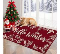 Vaukki Christmas Welcome Mat 32''x48'', Christmas Rugs for Entryway, Non Slip Washable Front Door Mat, X-Mas Absorbent Entryway Rug, Low Proflie Entrance Floor Carpet for Front Door, Hello Winter