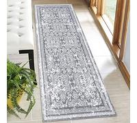 Vaukki Hallway Runner Rug, Vintage Shaggy Soft Laundry Rug Runner, Non Slip Entryway Runner Mat, Washable Farmhouse Kitchen Area Carpet for Bathroom, Entryway and Bedroom (Grey, 2'x6')