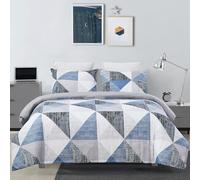 Vaulia Soft Microfiber Duvet Cover Set King, Modern Blue Geometric Print Pattern Design All Season, 3-Piece Set with 1 Duvet Cover 2 Pillow Shams