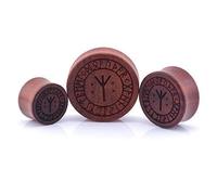 Vault 101 Limited 26mm Nordic Rune Rose Wood Ear Plug - Laser Engraved