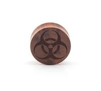 Vault 101 Limited Biohazard Wood Ear Plugs - Laser Engraved